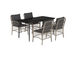 Conjunto 5 comedor de jardín VIDAXL cojines ratán sintético gris claro
