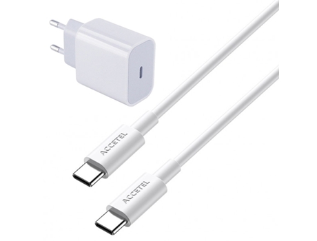Cargador Base Type-C Fastcharge para iPhone 15 Pro Max ACCETEL Blanco