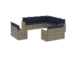 Maison Exclusive - Conjunto De Sofá De Jardín De 11 Piezas Con Cojines, Poliratán Gris