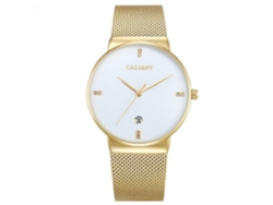 Reloj de cuarzo Cagarny 6817 resistente al agua con esfera redonda y caja de aleación, reloj de moda con correa de acero Hengrongshen