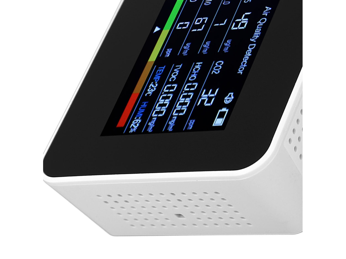 Detector De Calidad Del Aire 9 En 1 Con Pantalla Digital, Monitor Co2 Tvoc, Batería Integrada
