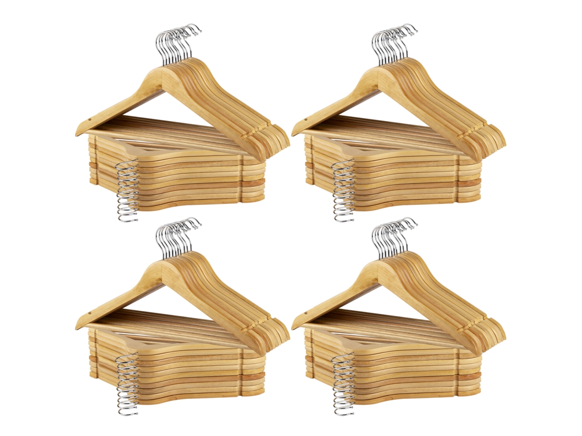 Max Home Pack 80 Perchas De Madera Color Natural