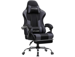 Silla de oficina GTplayer para gaming, de tela, ergonómica, con reposapiés, reposacabezas y cojín lumbar, color gris