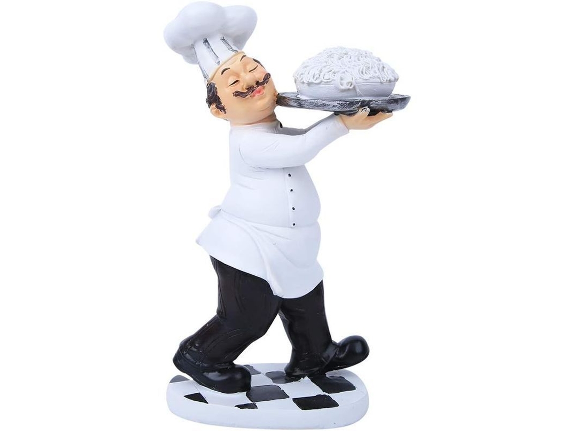 Estatua Decorativa De Un Simpático Chef En Resina Para Cocina/restaurante, 12,5 X 8 X 23 Cm.