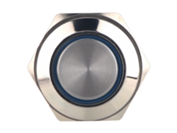 Pulsadores Metálicos Impermeables Con Anillo Led Azul, 250 V, 16 Mm