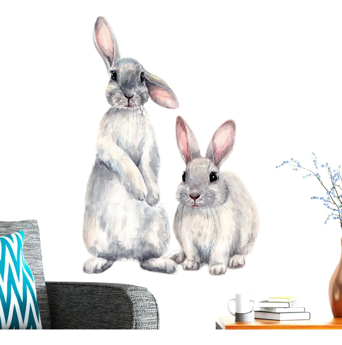 Pegatinas de pared con forma de conejo, impermeables, Vayotoy
