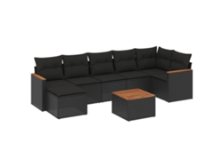 Maison Exclusive - Set De Sofás De Jardín 8 Piezas Y Cojines Ratán Sintético Negro