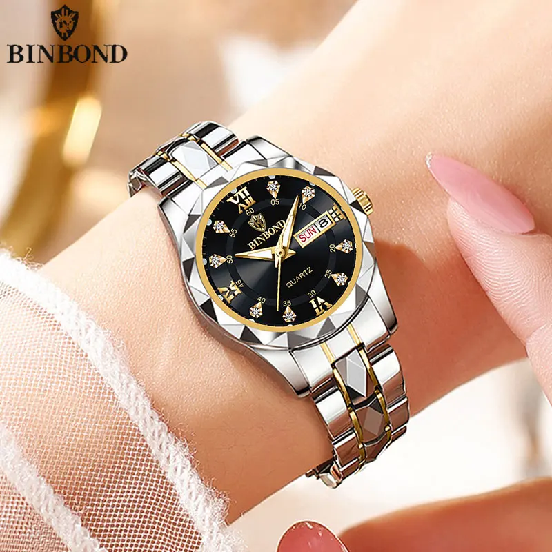 Reloj De Mujer, Resistente Al Agua, Luminoso, Con Indicador De Fecha, De Acero Inoxidable.