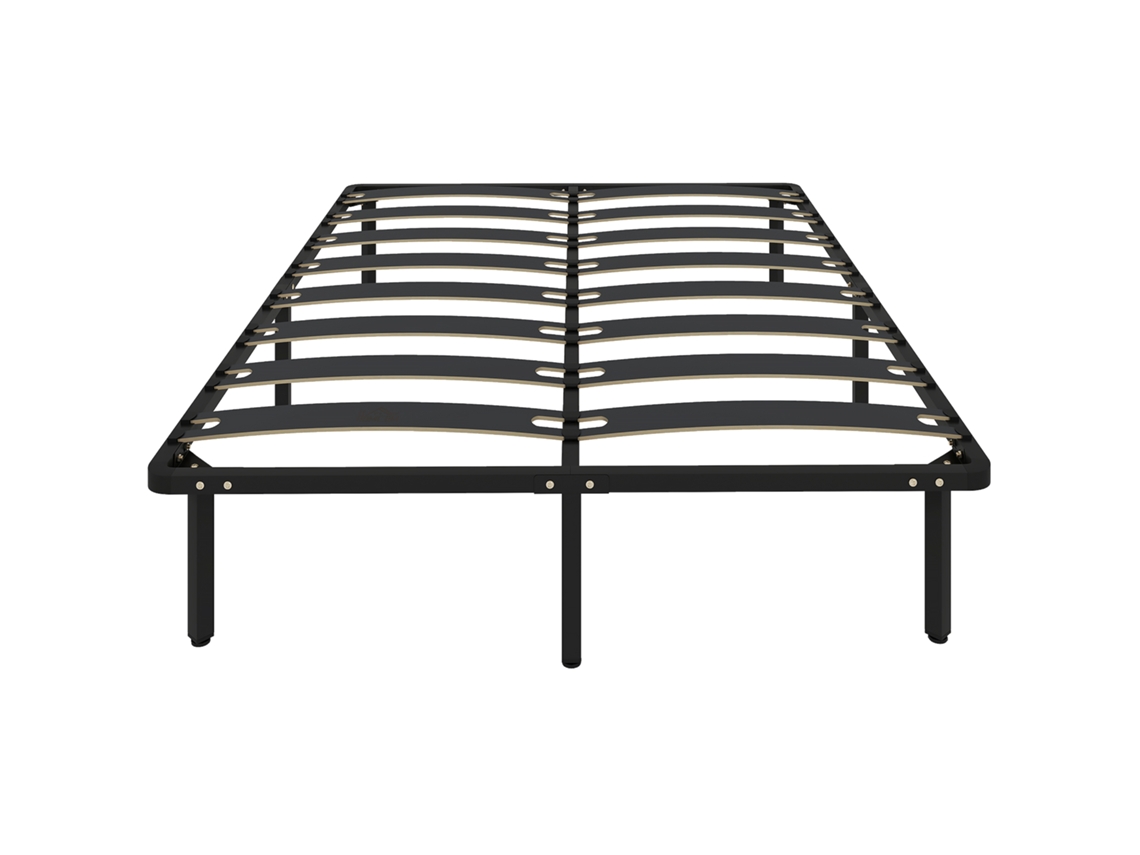 Cama De Láminas De Acero De 140x190 Mm Con Espacio De Almacenamiento, Capacidad De Carga De 500 Kg, Color Negro.