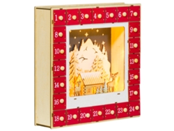 Calendario Adviento Led Pueblo 24 Cajones Mdf Decoración Roja