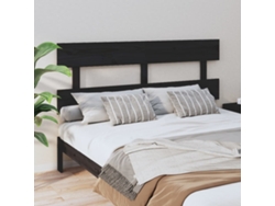 Cabecero De Cama Madera Maciza De Pino Negro 164x3x81 Cm