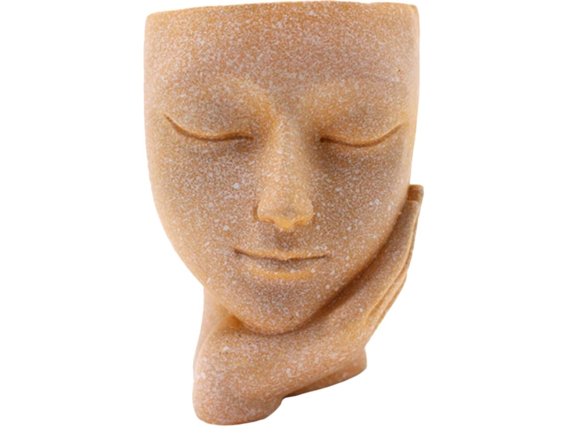 Maceta De Resina Con Rostro Femenino Esculpido, Decoración Artística Para