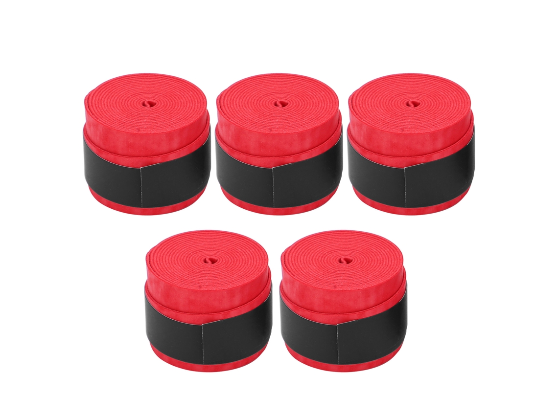 5 Unidades De Cinta Antideslizante Overgrip Transpirable Mate Para Raquetas De Bádminton Y Tenis De Mesa - Rojo