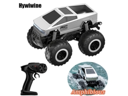 Camioneta anfibia RC, todoterreno de ruedas grandes, alta velocidad, vehículo eléctrico plateado para niños. Aeuzwr