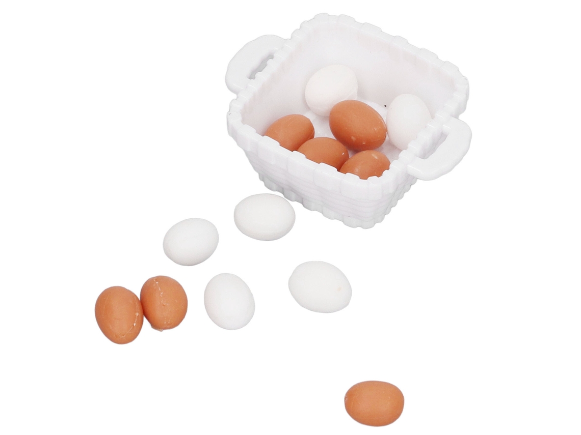 Mali modelo de Ovo para Casinha de Bonecas 1:12 com Cesta Plástico Brincadeira Infantil