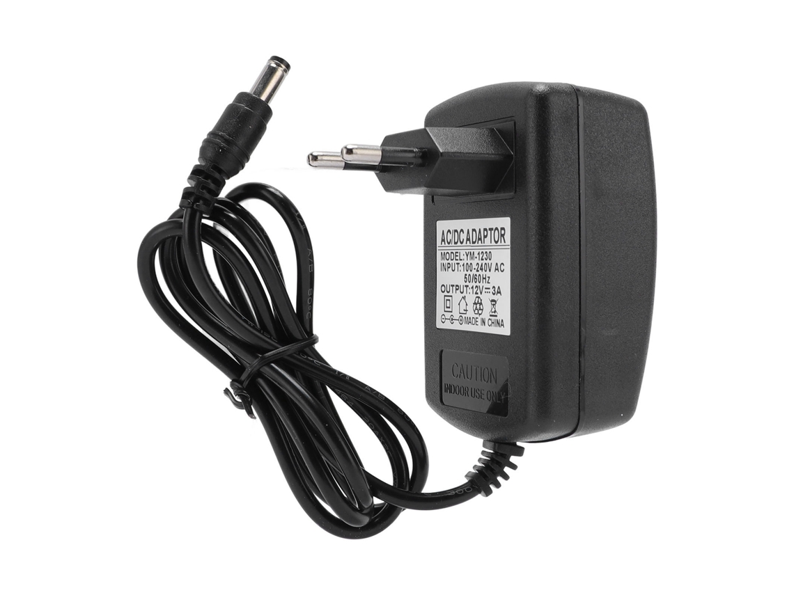 Adaptador De Corriente De 12 V 3 A 36 W Con Enchufe Europeo (5,5 X 2,5 Mm) Para Altavoz Led, Consola Y Teléfono (93 Cm).