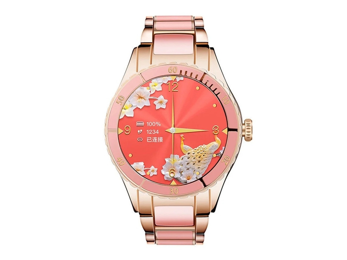 Reloj inteligente TWS para mujer, 200 mAh, reproducción de música, monitorización de salud 24 horas, Android e iOS (dorado)