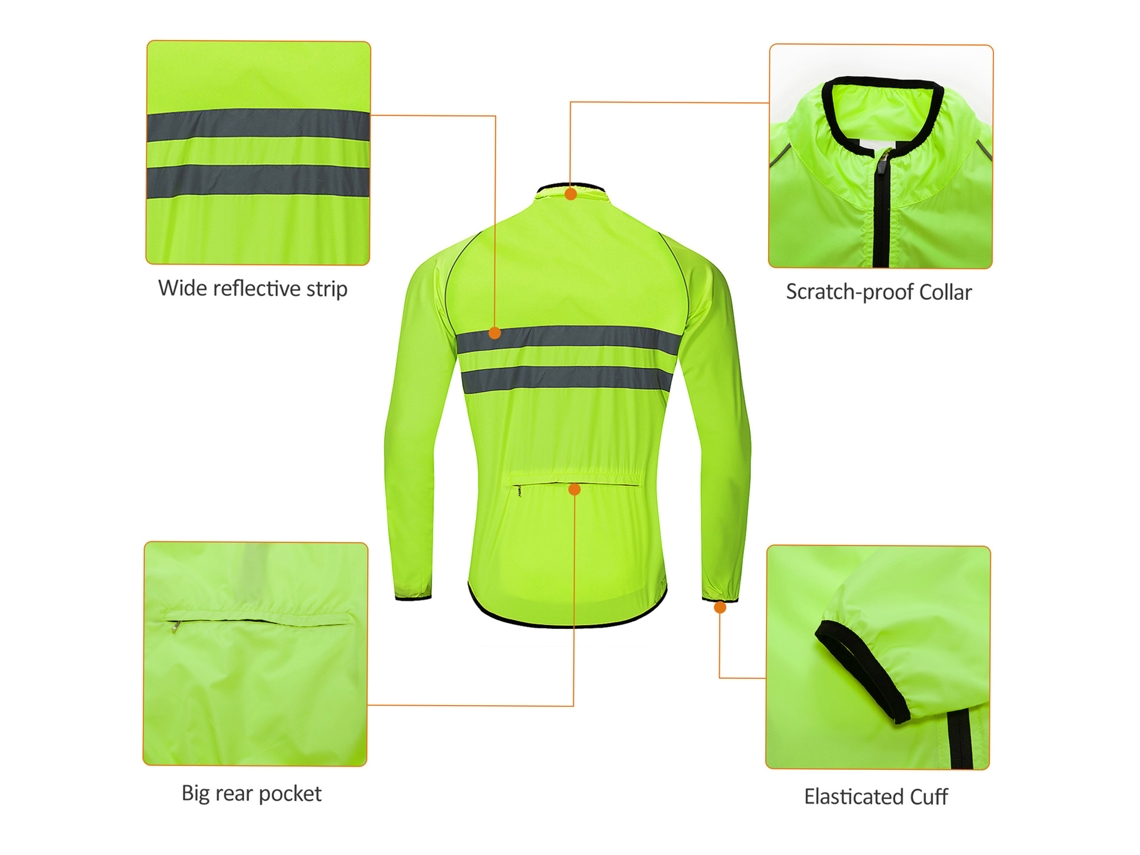Chaqueta De Ciclismo De Manga Larga, Reflectante, Impermeable Y Cortavientos Para Deportes Al Aire Libre.