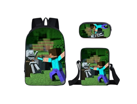 KOHREE Mochila escolar para estudiantes de Minecraft, juego de tres piezas
