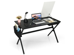 Mesa Gaming 120 x 60 cm, Mesa Escritorio con Cajón de Cubos y Bolsa de Almacenamiento Lateral, Escritorio Ordenador Despacho Oficina COSTWAY