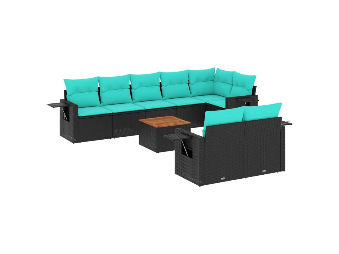 Maison Exclusive - Conjunto De Sofá De Jardín De 9 Piezas Con Cojines, De Poliratán Negro