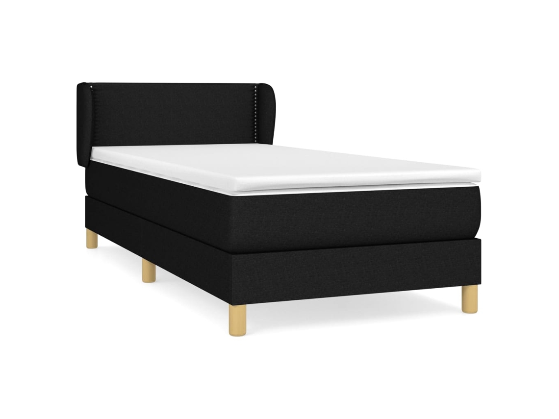 Maison Exclusive - Cama Box Spring Con Colchón Tela Negro 90x200 Cm