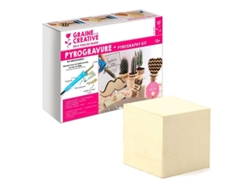 Caja de pirograbado cubo de madera para decorar 5 cm GRAINE CRÉATIVE