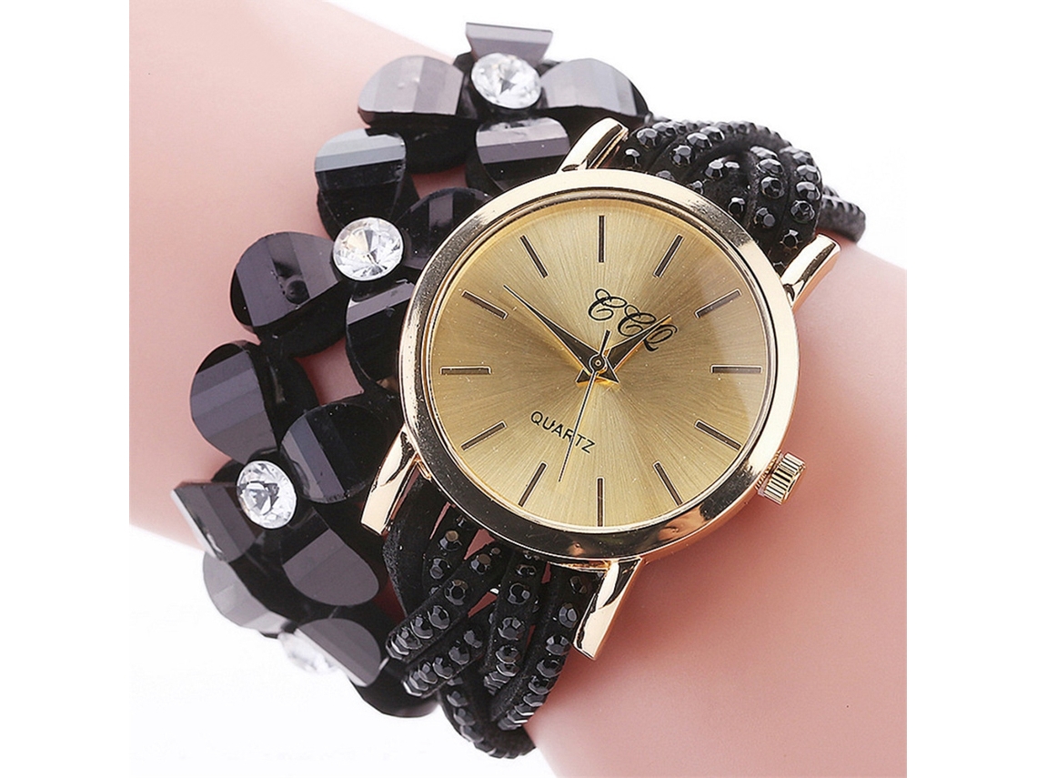 Elegante Reloj De Cuarzo Para Mujer Con Brazalete Floral Y Diamantes De Imitación, Ccq Fashion, Lujo Para El Día A Día.