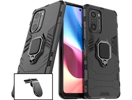 Kit Carcasa y Soporte Magnético para Auto Xiaomi Poco F3 PHONECARE Military Defender Negro