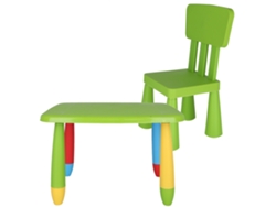 WELLHOME - Mesita infantil rectangular 73x58x48cm y Silla a juego 38x35x67cm en color Verde