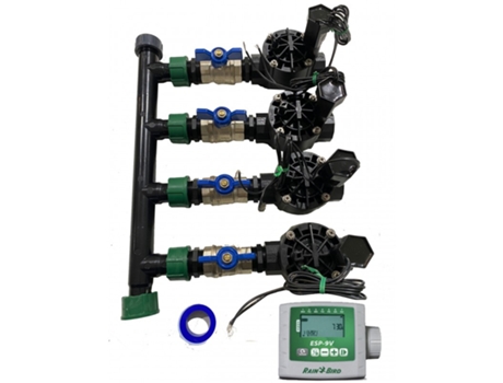 Sistema De Riego Automático Para Jardin De 4 Zonas Con Programador Esp 9V Y Electroválvulas Rain Bird Hv 1 9V SUINGA
