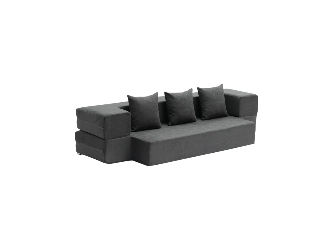 Sofá cama plegable convertible 3 en 1 Succebuy con 3 almohadas en gris oscuro