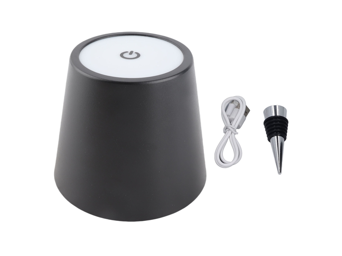 Rebe-lámpara De Botella Inalámbrica Recargable Rgb Con 3 Temperaturas De Color, Regulable Por Toque Led Para Bar Restaurante Negro
