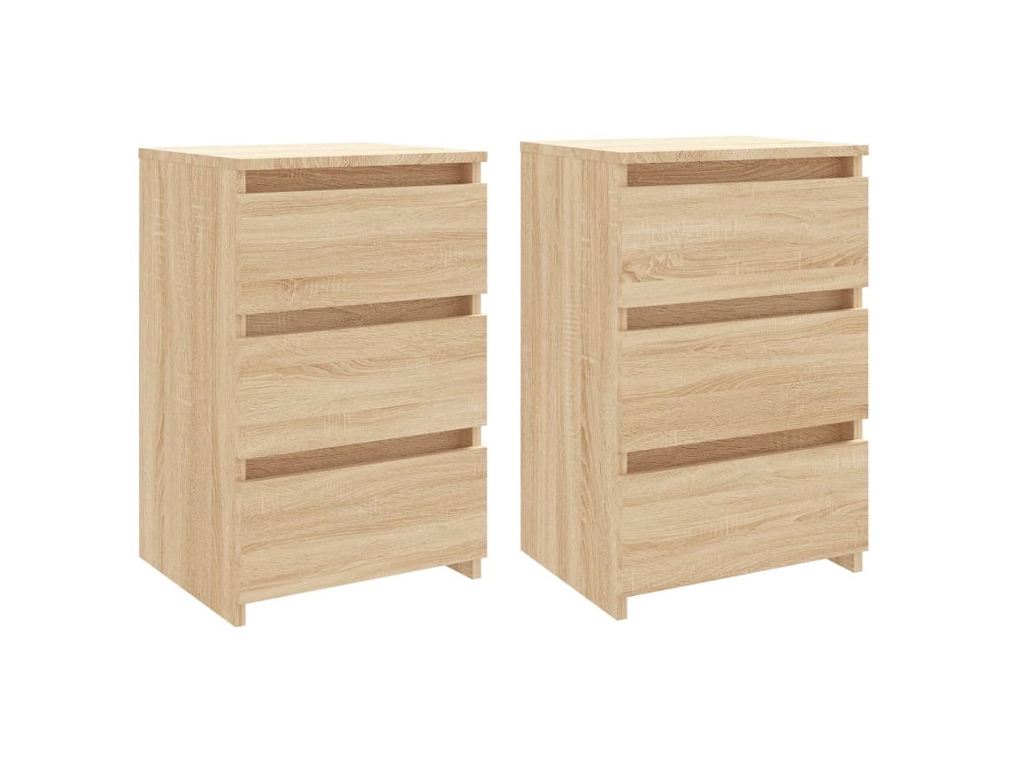 Mesas Cabeceira LOVELY HOME Mesinha 2Pcs 40X35X62,5Cm Contraplacado Carvalho Sonoma