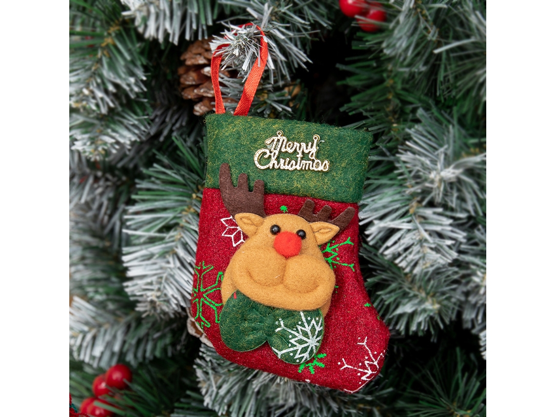 Adornos navideños, bolsas de regalo Yuysan, medias navideñas, renos.