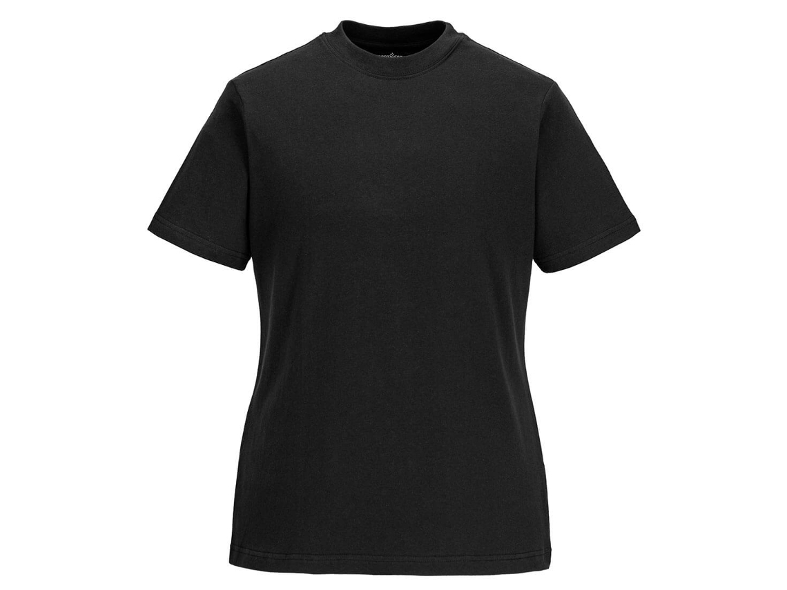 Camiseta de mujer 100 % algodón, cómoda y con estilo, negra, talla L, Portwest