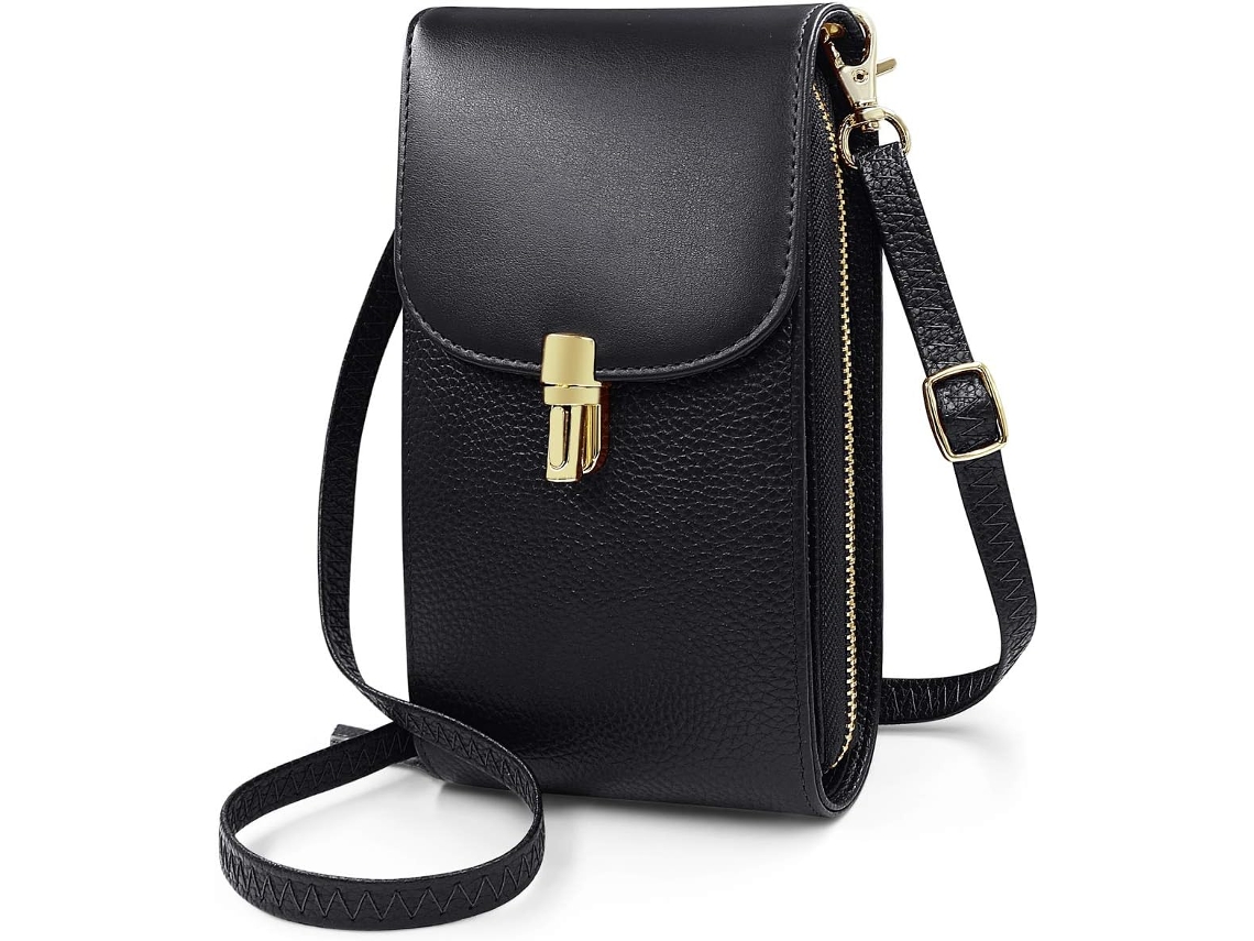 Bolso De Hombro Bandolera Para Móvil - Bolso Femenino De Cuero Pu - Negro