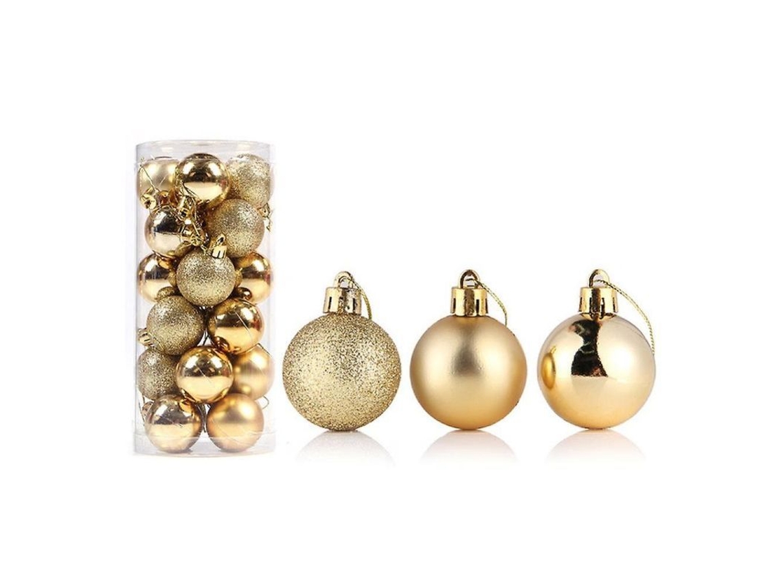 2026-24 Adornos De Navidad Bola Plástico Reutilizable Brillo Alto Decoración De Árbol Hogar 6cm Dorado