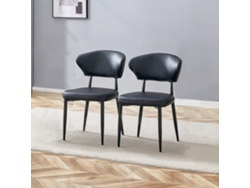 Silla Comedor 2 Uds - Diseño Ergonómico Minimalista, Respaldo Curvado - Negro