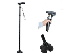 Bastón plegable Alpenstock para personas mayores, bastón de trekking ajustable con luz