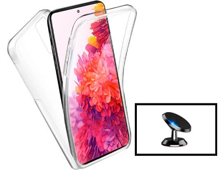 Kit Carcasa 3x1 360° Impact Protection + 1 GripHolder + 1 Soporte Xiaomi Poco X4 NFC PHONECARE Transparente y Blanco