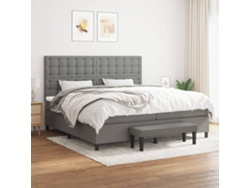 Cama Box Spring Con Colchón Tela Gris Oscuro 200x200 Cm