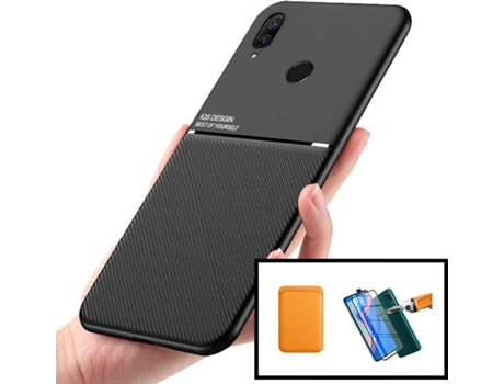Kit Carcasa y Protector Huawei P Smart Z PHONECARE Magnetic Lux, Magentic Wallet 5D Full Cover Naranja