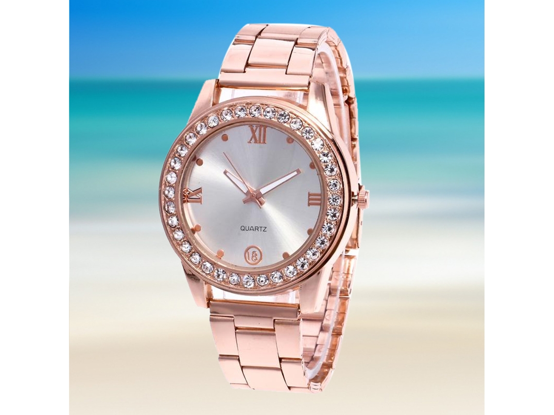 Reloj Analógico De Cuarzo Con Correa De Acero Casual Unisex Zhoulianfa Oro Rosa