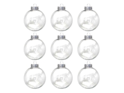 Juego de 9 bolas colgantes transparentes huecas, decoración navideña, bola redonda con flor eterna. Hengjian
