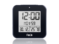 MEOIRUERY Diseño compacto despertador de radio digital, tamaño portátil negro elegante con pantalla LCD fácil de leer y una función de retroceso para dormitorio