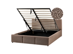 Cama Con almacenaje Beliani Bousse De Bouclé Beige 151x219x79