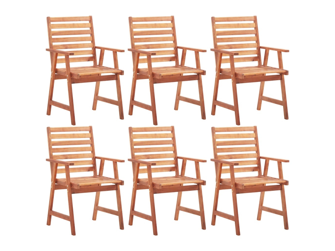 Sillas de comedor de jardín DKD Home Decor de 6 piezas en madera maciza de acacia