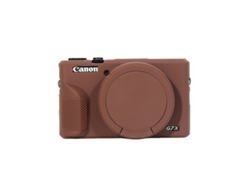 Funda de silicona para cámara Canon PowerShot G7x Mark III con tapa de lente extraíble, marrón GERTIZ