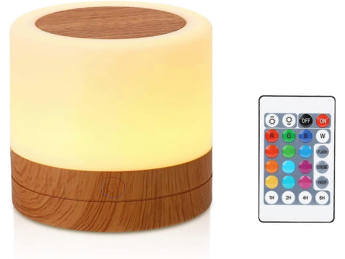 Mini luz nocturna recargable multicolor de 360° con control remoto.
